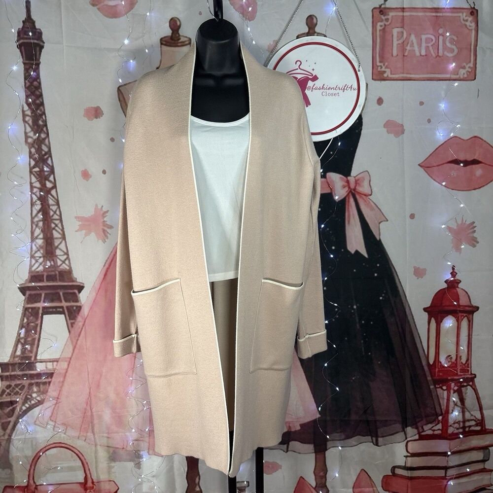 Zara Cream Oversized Knit Dress Cardigan Sz S - Picture 3 of 13